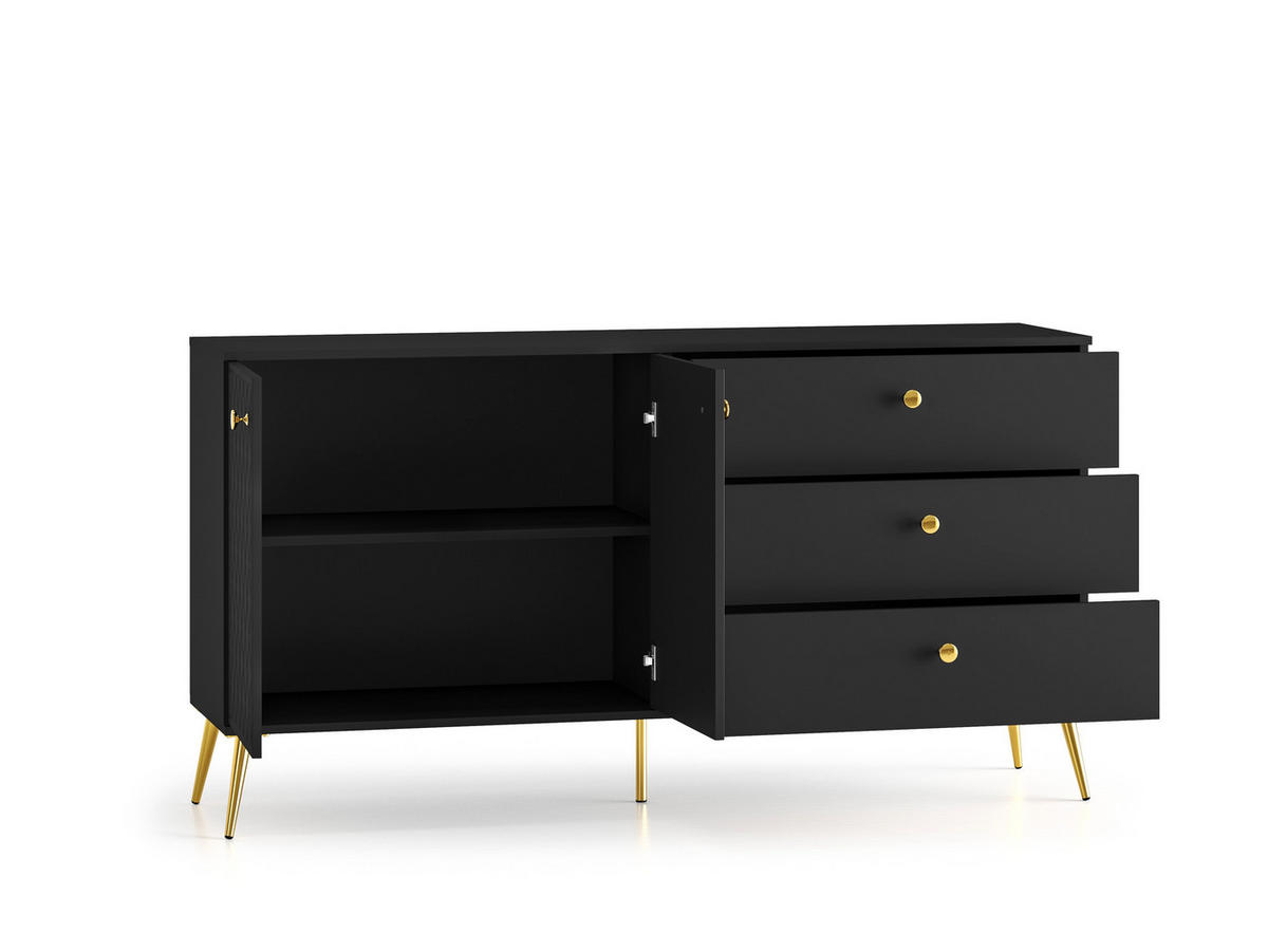 KOMMODE – 160 cm – Eljot – Schwarz - Schwarz, Holzwerkstoff (160/85/40cm) - hi-markt
