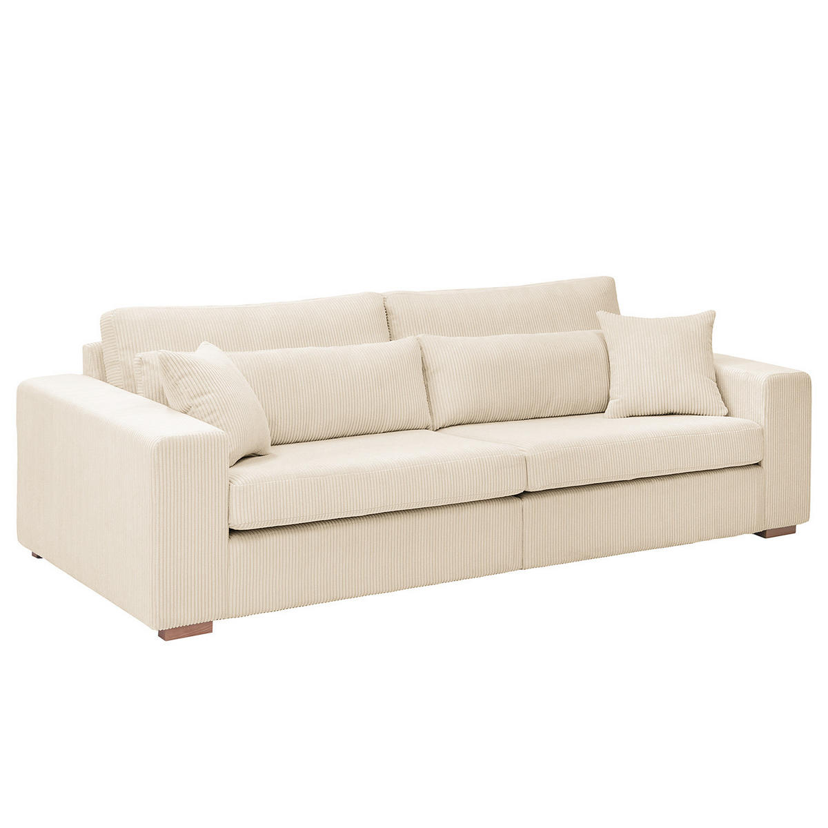 BIG-SOFA - Buchefarben/Creme, Holz/Buchenholz (254/85/104cm) - home24