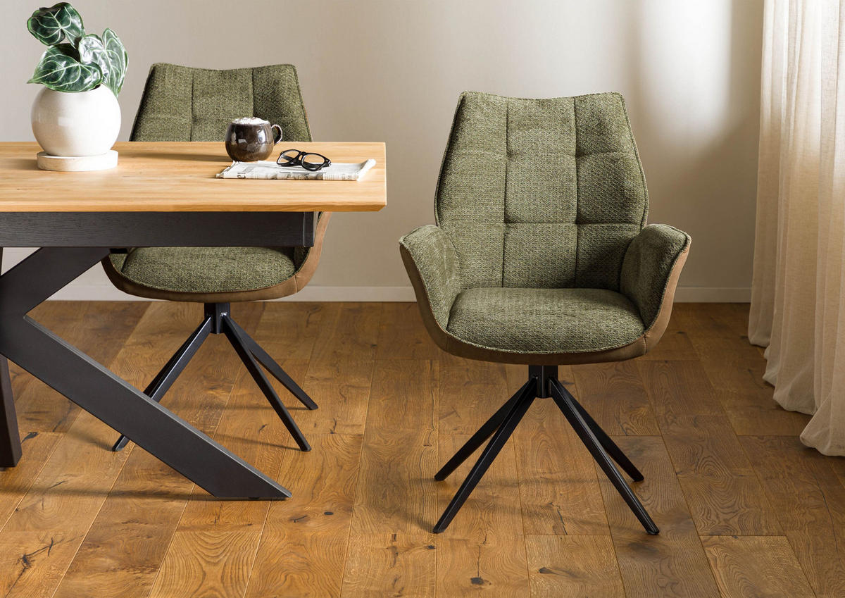 STUHL 100% Polyester 61 x 61 x 89 cm braun / grün POLSTERSTÜHLE #101 - Braun, Kunststoff (61/89/61cm) - Massivmoebel24