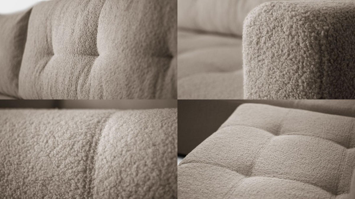 ECKSOFA VIENNA Stil Bettkasten und Funktionalität Bouclé Beige Links - Beige, Holz (143/261cm) - Kaiser Möbel