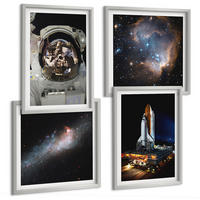 BILDER SET 4er Set - 50x50 cm & 40x60 cm Silberner Rahmen - Astronauten landen auf dem Mond - Silberfarben, Kunststoff (50/50cm) - TULUP