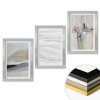 WANDBILDER 3er Set - 20x30 cm Silberner Rahmen - Abstrakte Erdmuster - Silberfarben, Kunststoff (20/30cm) - ArtPrintCave