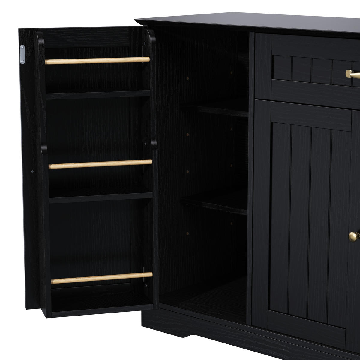 SIDEBOARD 107/40/83.4 cm Schwarz aus MDF mit 3 Türen und Schublade - Schwarz, Holzwerkstoff (40/83.4/107cm) - OKMYHOME