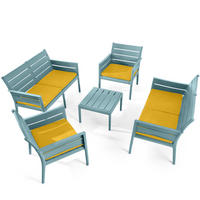 GARTENMÖBEL-SET MITTU 5-tlg, Mint/Gelb - Gelb/Mintgrün, Kunststoff - KONSIMO®