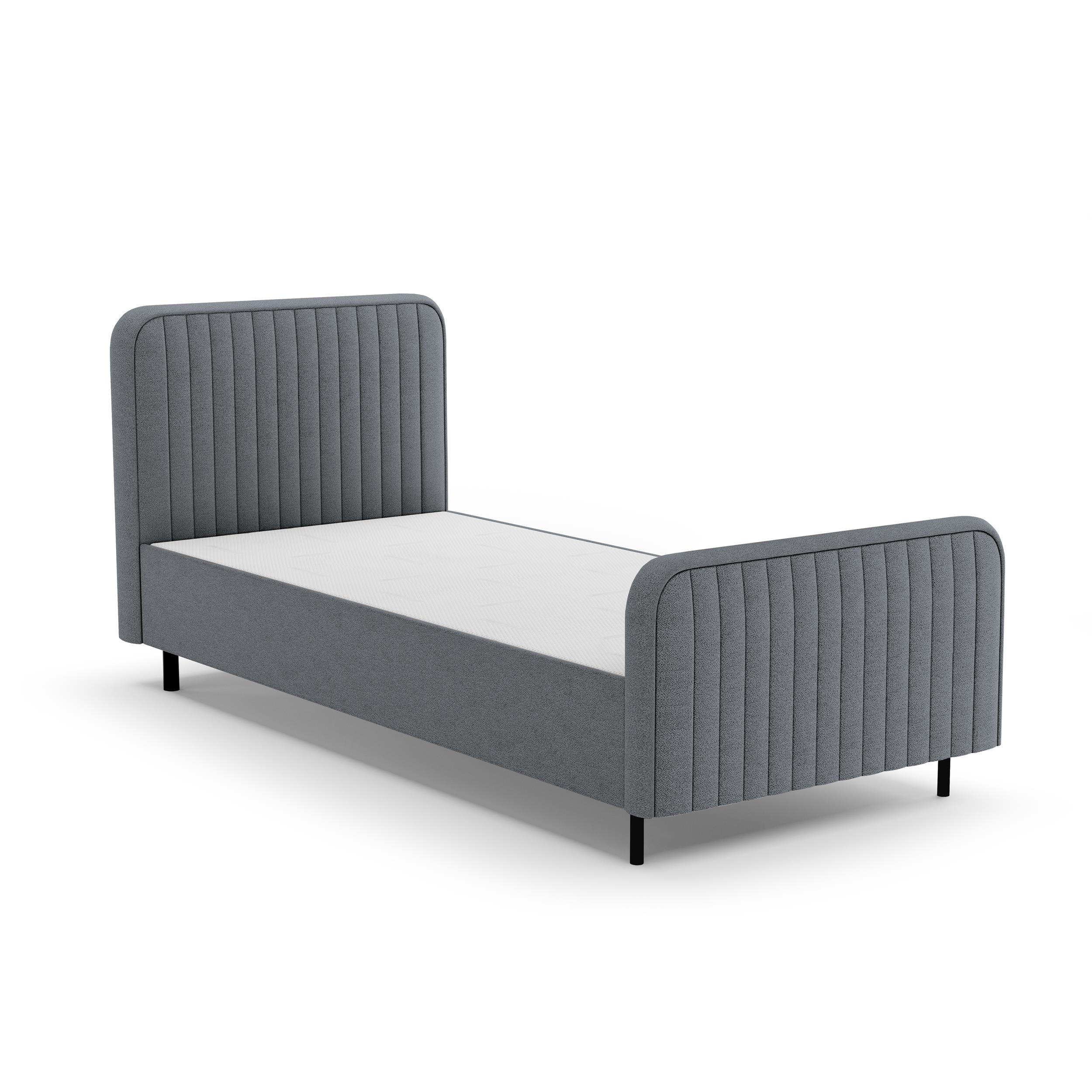 POLSTERBETT Lami 90x200, Einzelbett mit Bettkasten, ohne Matratze, Dunkelgrau - Dunkelgrau/Schwarz, Textil/Metall (90/200cm) - Beautysofa