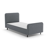 POLSTERBETT Lami 90x200, Einzelbett mit Bettkasten, ohne Matratze, Dunkelgrau - Dunkelgrau/Schwarz, Textil/Metall (90/200cm) - Beautysofa