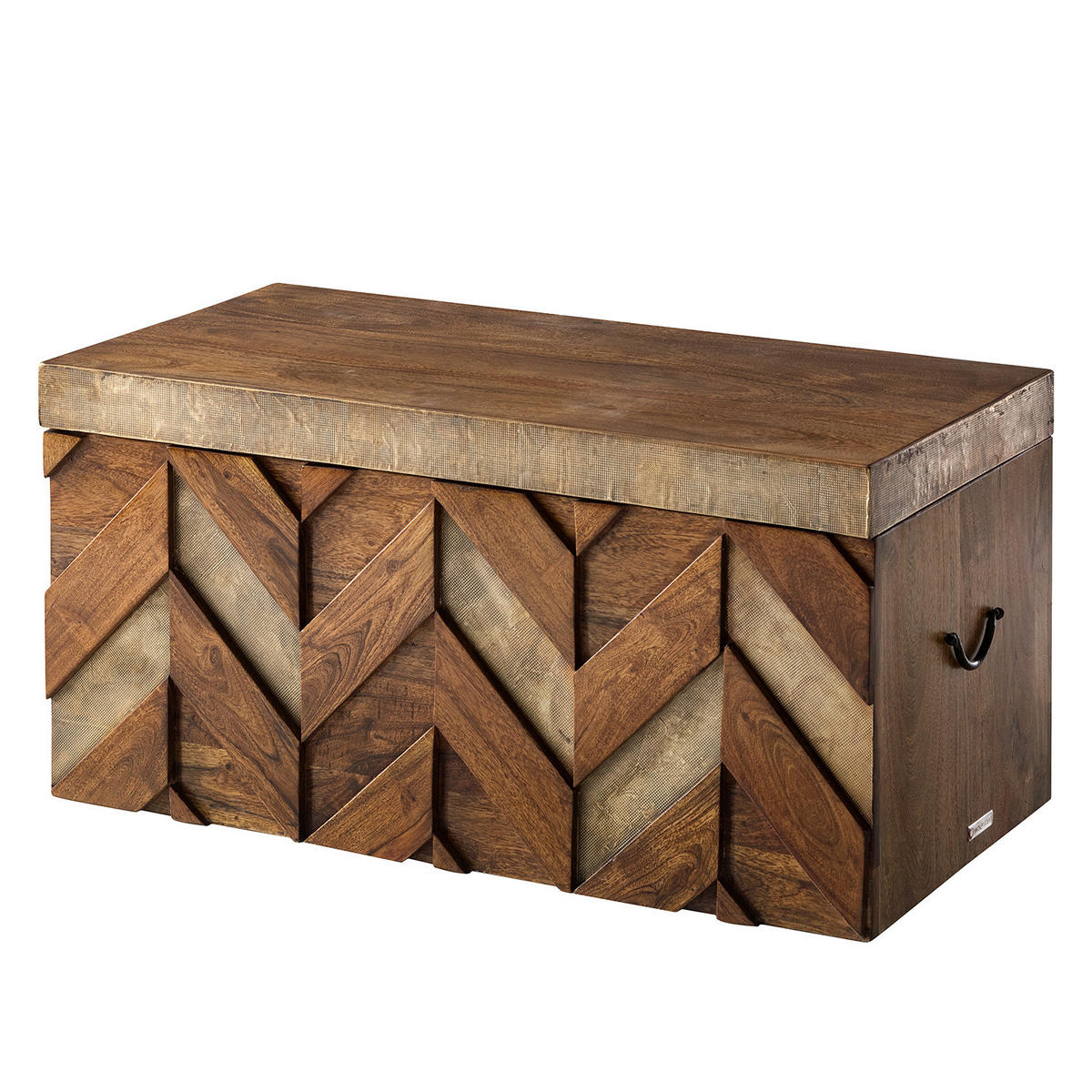TRUHE - Akazie massiv / Metall - Akaziefarben, Holz (80/40/40cm) - home24