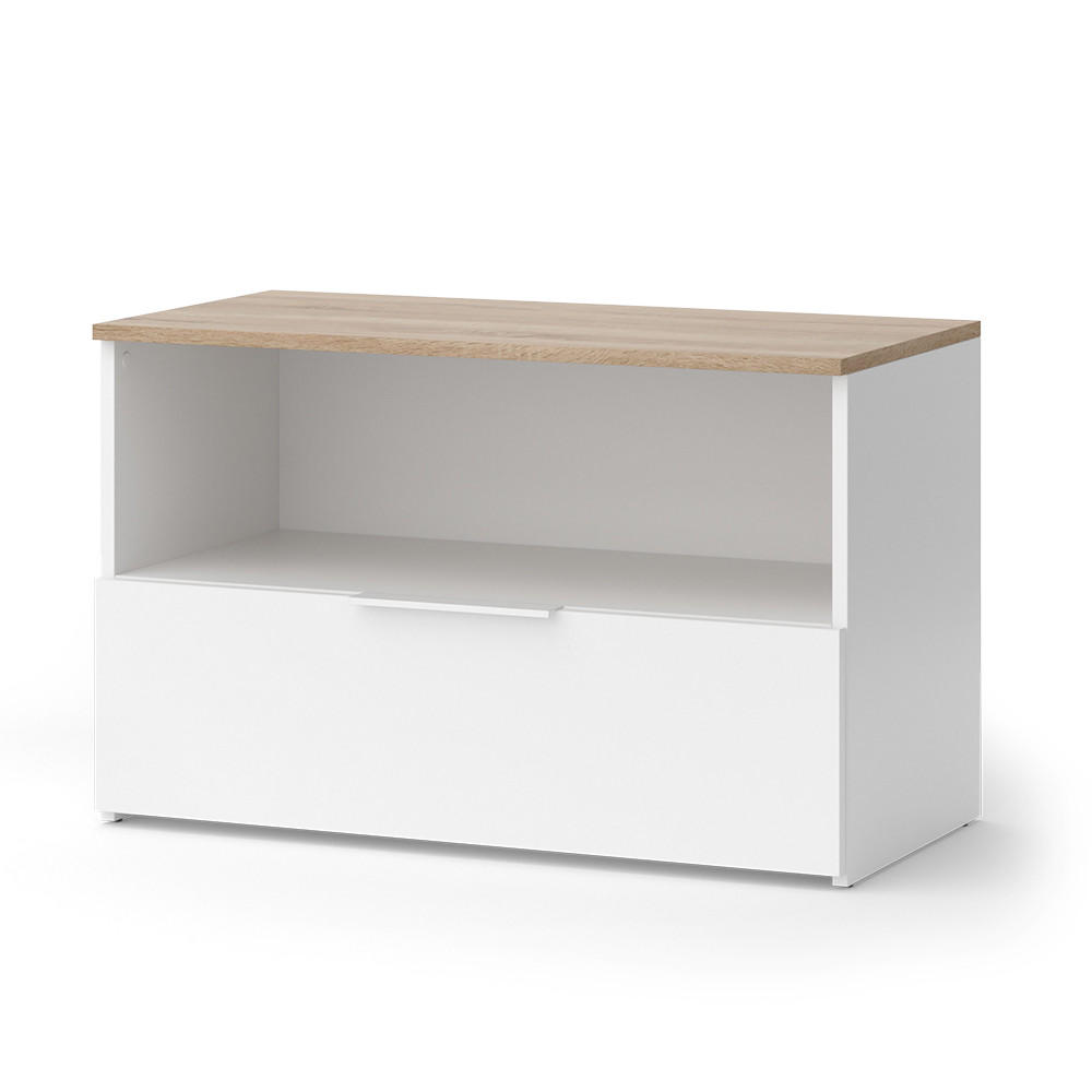 KOMMODE Wido Weiß/Sonoma 80 x 50 cm mit 1 geschlossenem Fach - Weiß, Holzwerkstoff (80/50/40cm) - Vicco