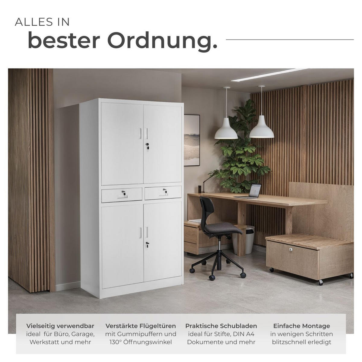 AKTENSCHRANK ,180 x 80 x 40 cm,hellgrau - Hellgrau, Metall (40/180/80cm) - tectake