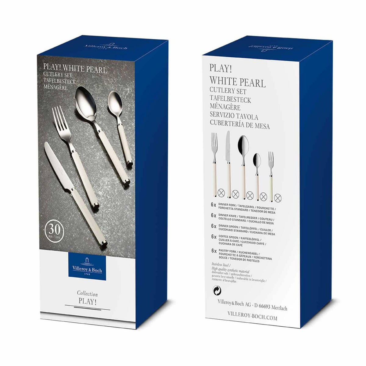 TAFELBESTECK Play! White Pearl 30er Set - Weiß, Metall - Villeroy & Boch