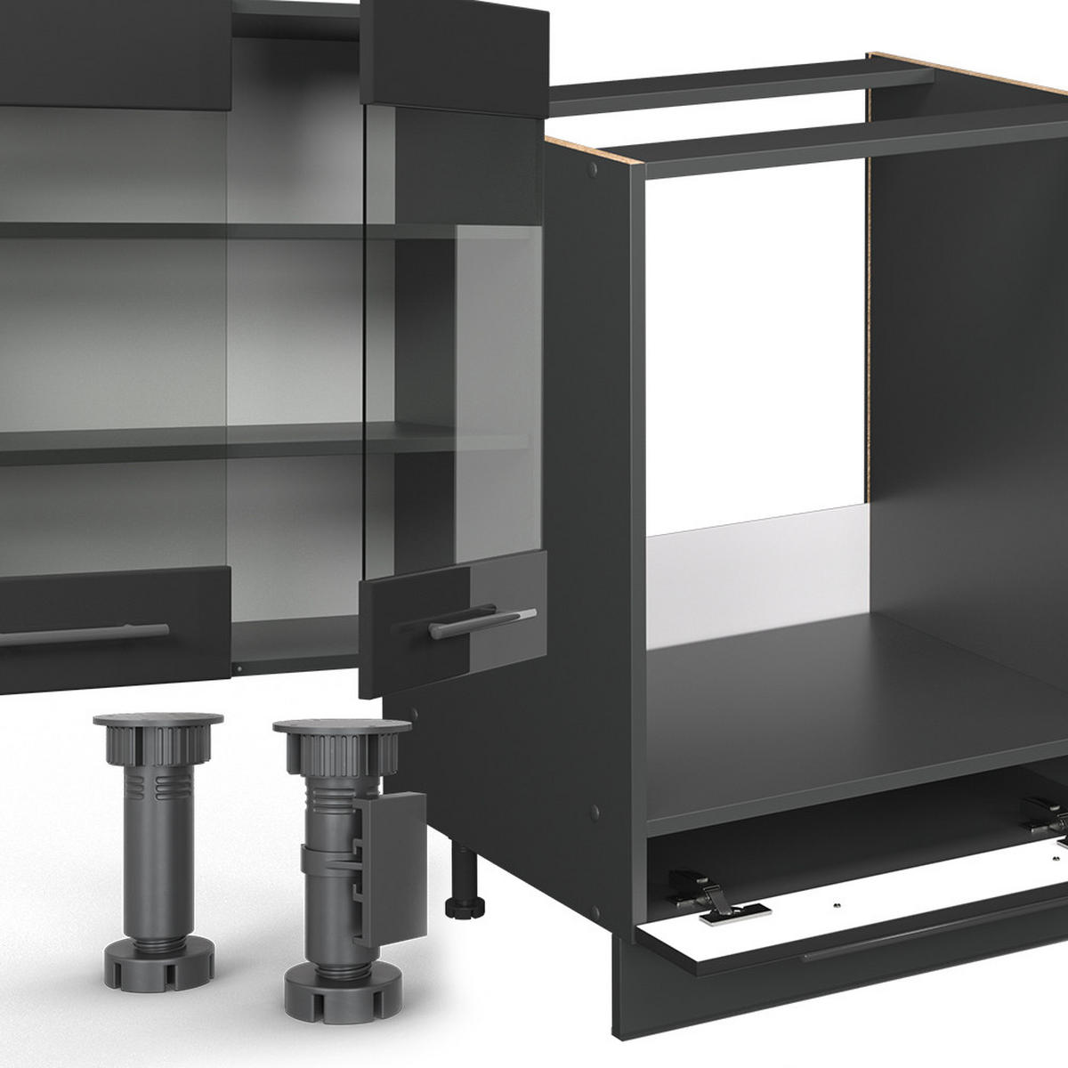 Schwarz Hochglanz/Anthrazit, Holzwerkstoff (347/81.6/60cm) - Vicco