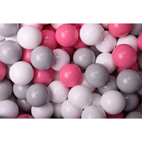 BÄLLE für Bällebad, Spielbälle, Plastikbälle für Kinder Set 50 pcs.: Grau/Weiß/Hellrosa - Dunkelrosa, Textil (7/7/7cm) - MeowBaby
