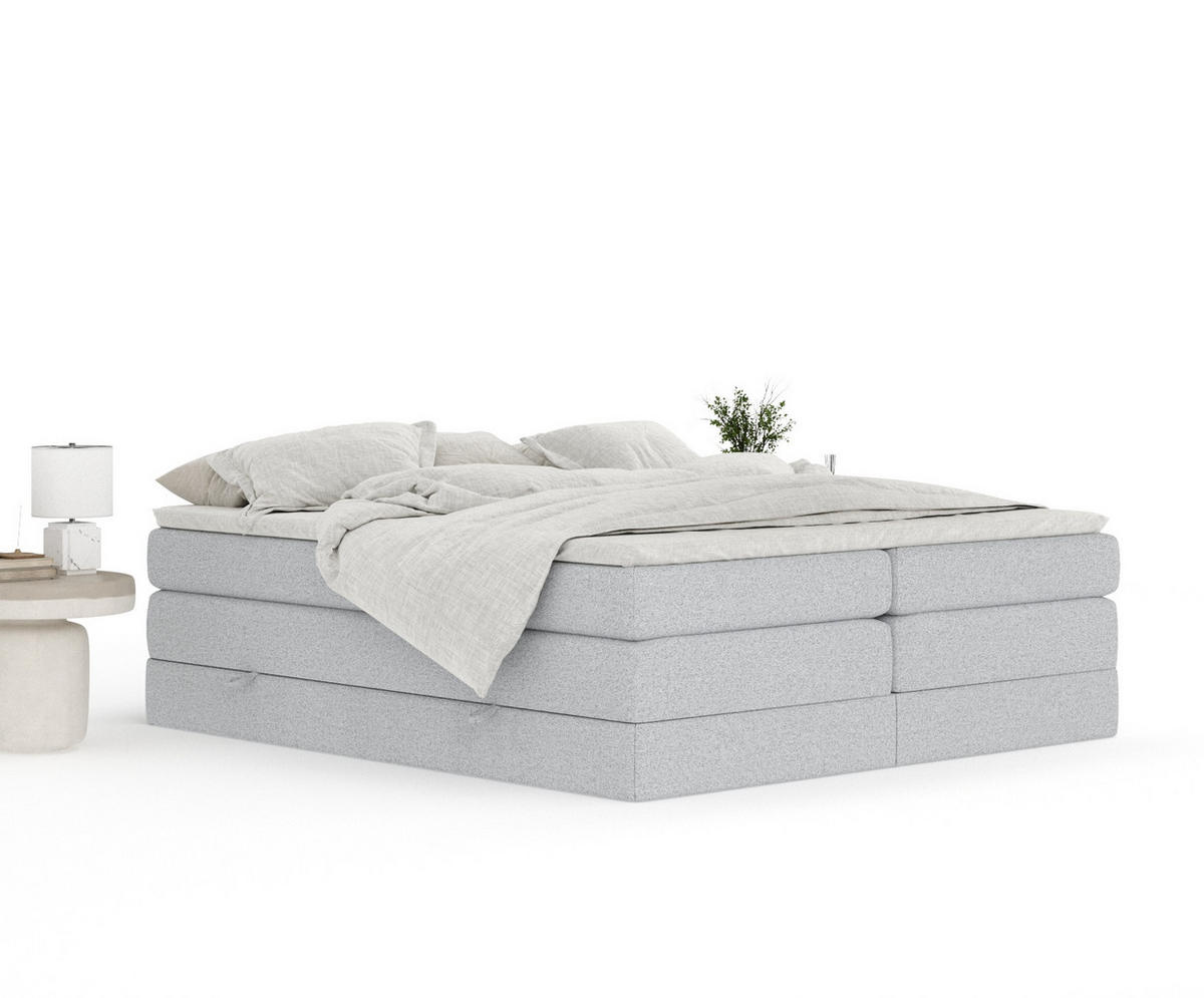 BOXSPRINGBETT Juniper Hellgrau 200/200 cm - Hellgrau/Schwarz, Holz/Holzwerkstoff (200/200cm) - Maison de Reve