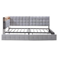 POLSTERBETT 90x200 cm mit 2 Schubladen in Hellgrau - Hellgrau, Textil (90/200cm) - KOMHTOM