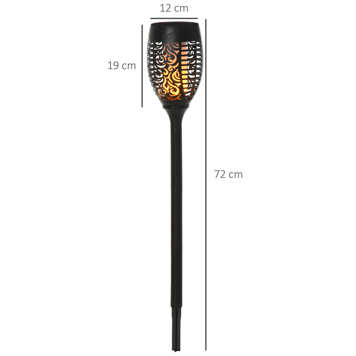 SOLARLEUCHTE, Schwarz, Kunststoff - Schwarz, Kunststoff (12/12/72cm) - Outsunny