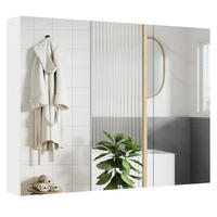 BAD-SPIEGELSCHRANK mit 3 Türen weiß - Weiß, Holzwerkstoff (87/12.5/65cm) - COSTWAY