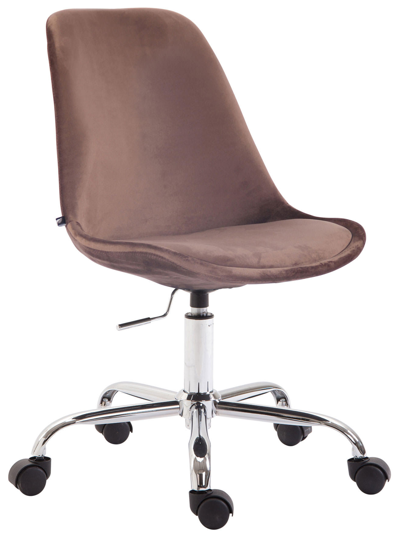 DREHSTUHL Samt braun - Chromfarben/Braun, Textil/Metall (48/81/54cm) - CLP