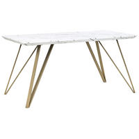 ESSTISCH 150/80/75 cm Weiß, Goldfarben Rechteckig Molden - Weiß, Holzwerkstoff (150/80/75cm) - Beliani