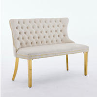 SITZBANK 2-Sitzer Samt Beige mit goldfarbenen Edelstahlbeinen - Beige, Metall (116/89.5/58.1cm) - Meubliv