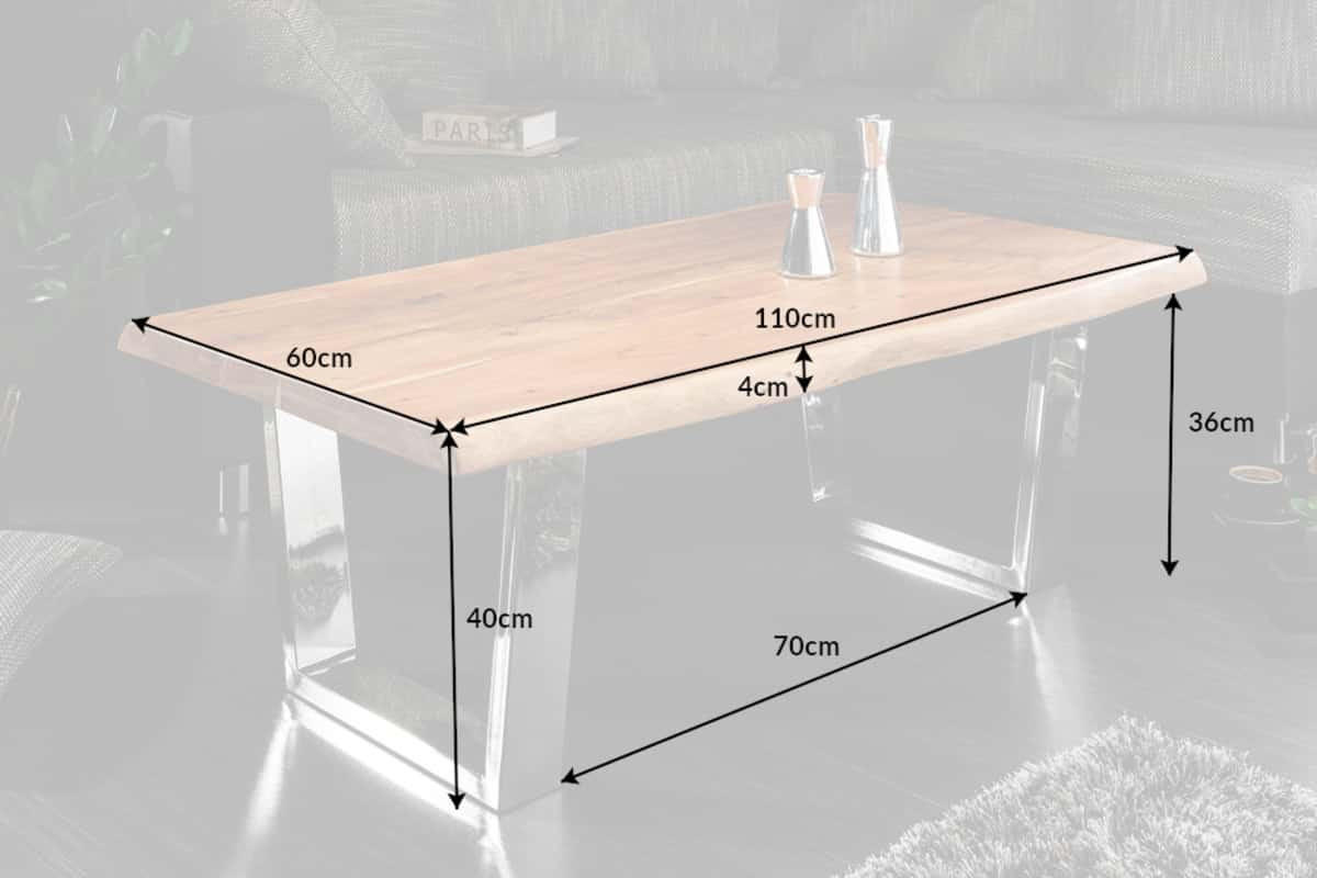 COUCHTISCH MAMMUT Akazie kufen Natur 110cm - Braun, Holz/Metall (60/110/40cm) - riess-ambiente