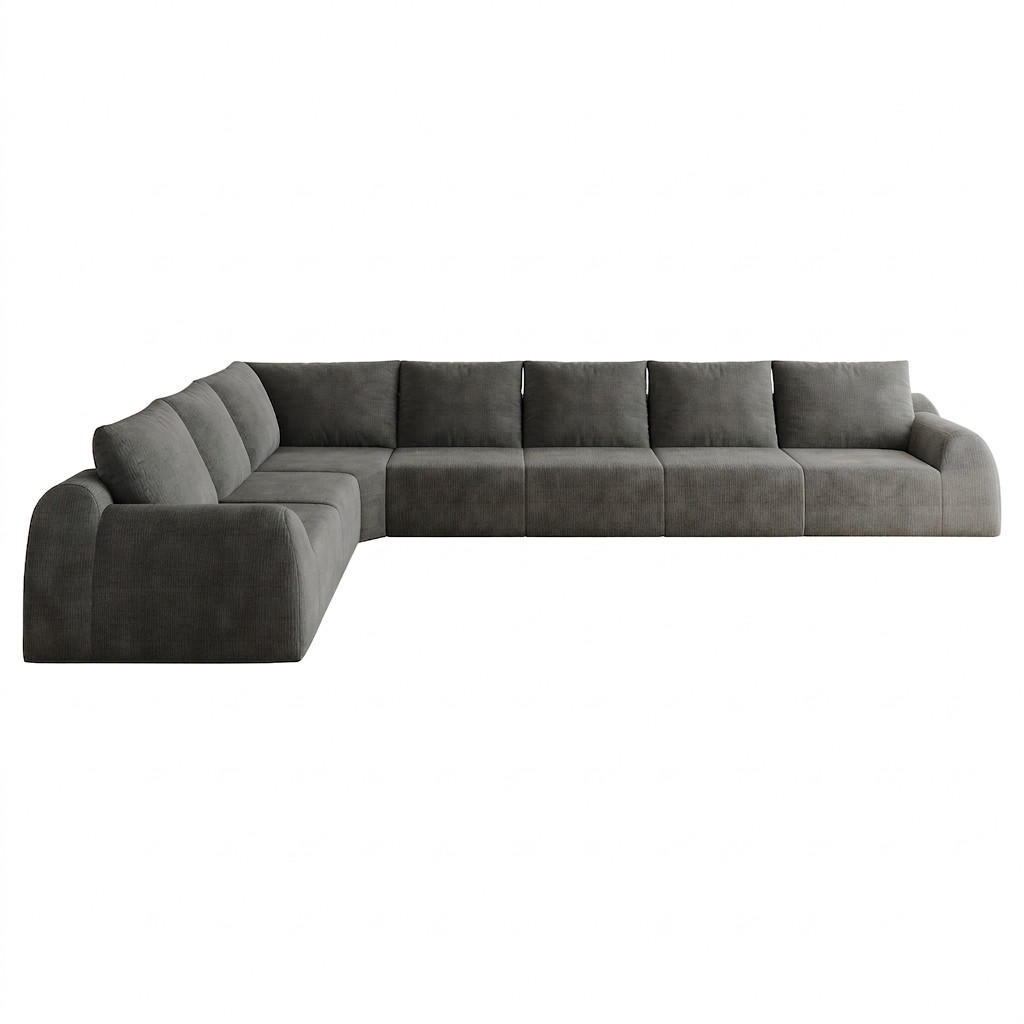ECKSOFA 401/267/85 cm Dunkelgrau Chenille, 7-Sitzer - Dunkelgrau, Textil (401/267cm) - Oxeza