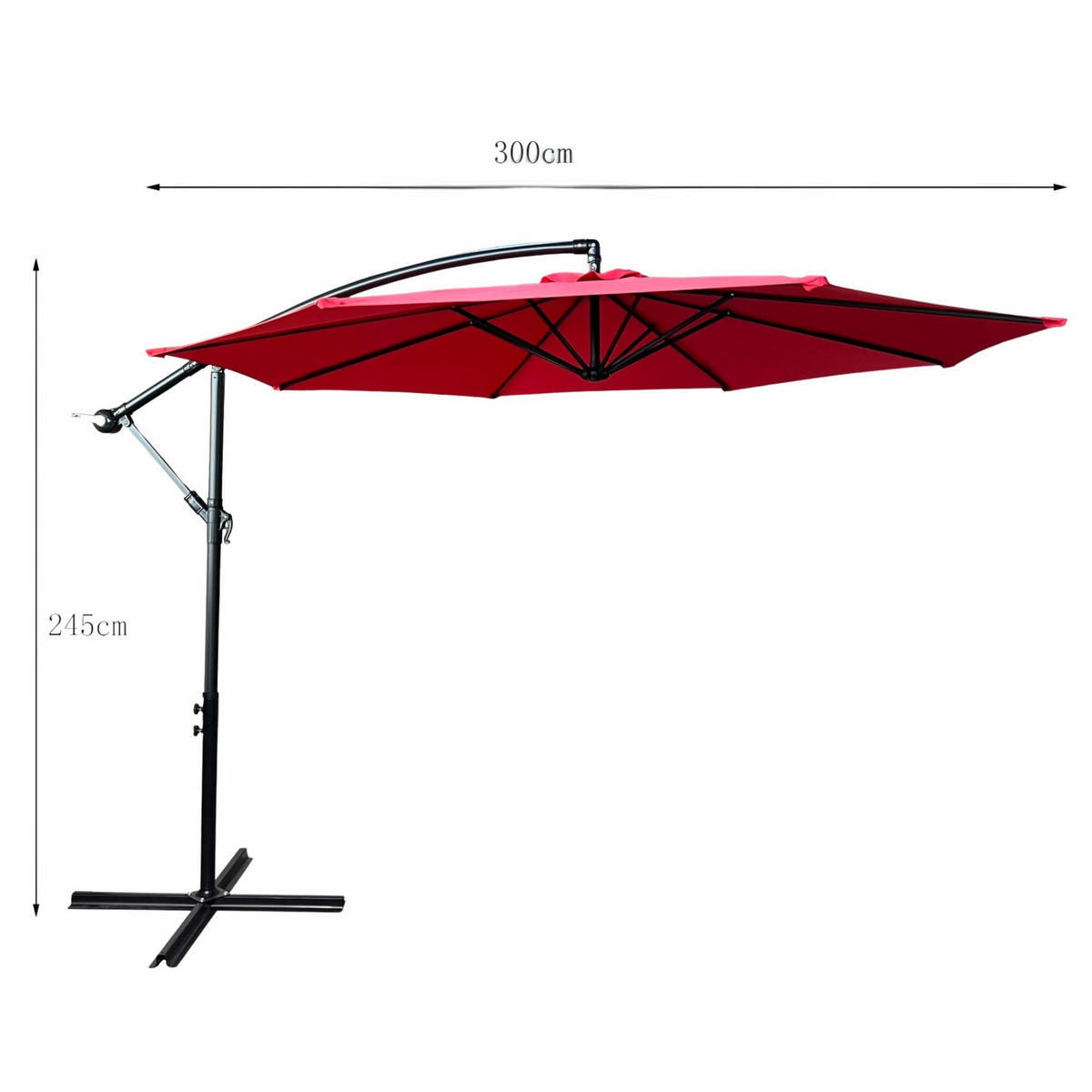 SONNENSCHRIM Rot 245/300 cm - Rot/Schwarz, Metall (300/300cm) - Akord