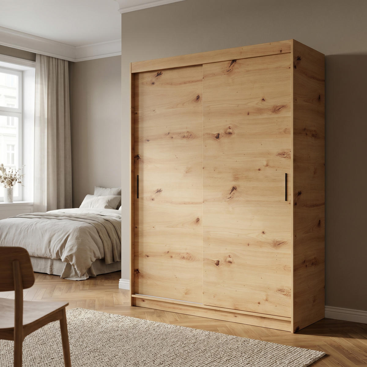 SCHWEBETÜRENSCHRANK TELA 120/205/60cm 2-türig Eiche Artisan - Eiche Artisan, Holzwerkstoff (120/205/60cm) - MASSENO