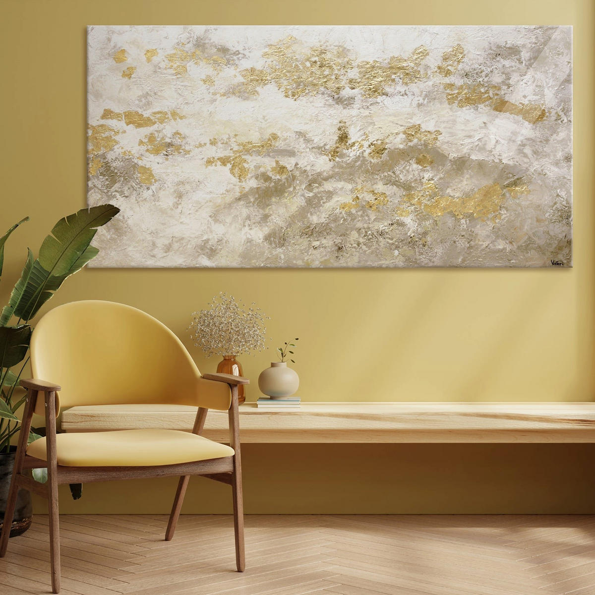 GEMÄLDE Glänzendes Gold auf Keilrahmen 200x100 cm - Goldfarben, Holz (200/100cm) - YS-art gallery