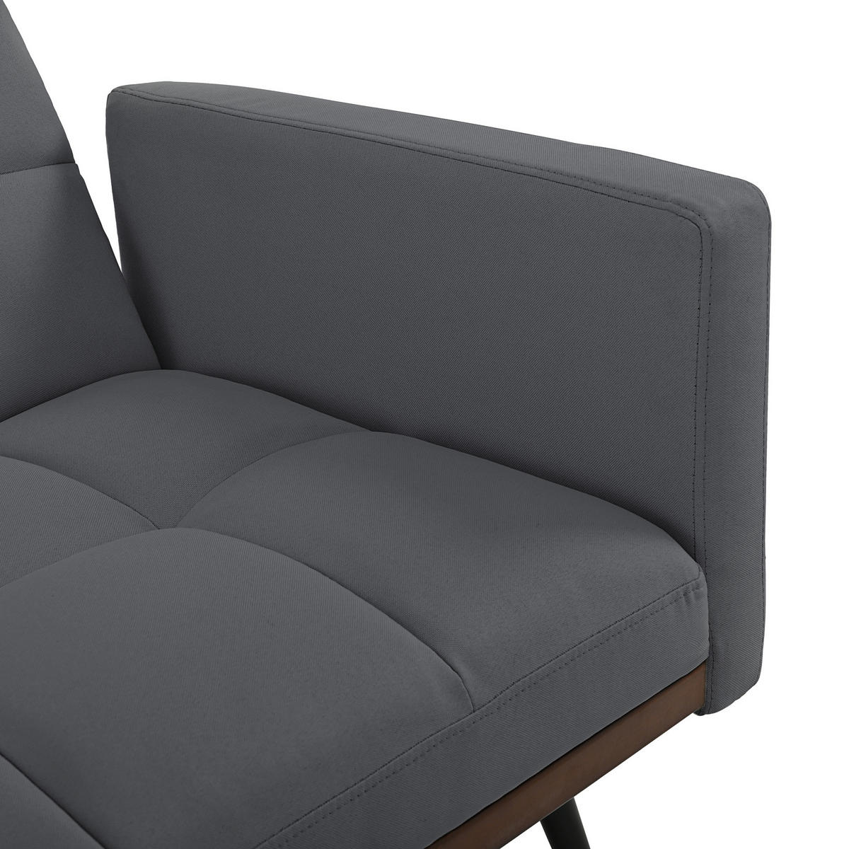 SCHLAFSOFA 146 cm Grau mit Bettfunktion & Leinen-Optik - Dunkelgrau, Textil (146/70/60cm) - Urban Meuble