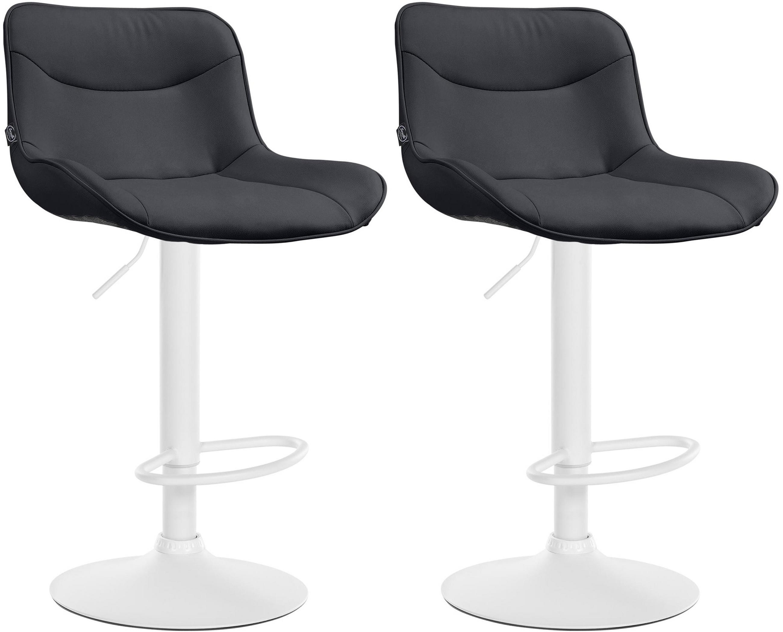 BARHOCKER 2er Set Vulcano Kunstleder weiß schwarz - Schwarz/Weiß, Kunststoff/Metall (49/106/51cm) - TPFLiving