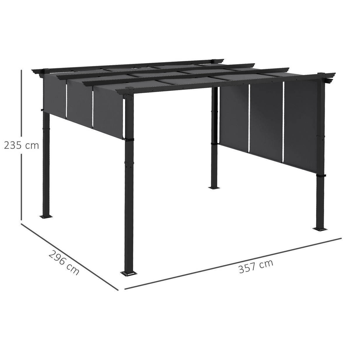 PAVILLON Pergola, Stahl, Dunkelgrau - Dunkelgrau, Kunststoff/Metall (296/235/357cm) - Outsunny