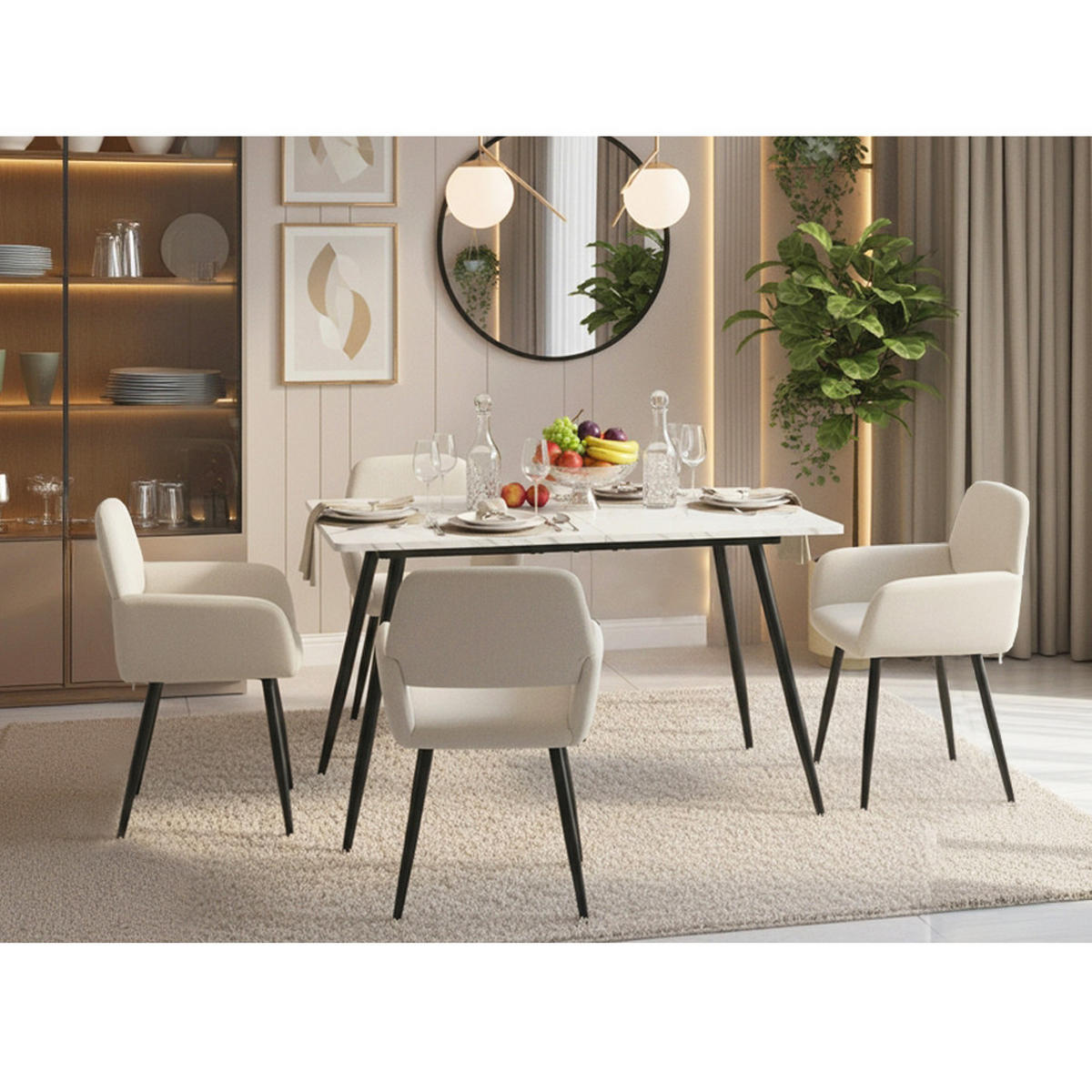 ESSTISCH 120/80/75 cm Rechteckige weiße - Schwarz/Weiß, Holz/Metall (80/120/75cm) - Urban Meuble