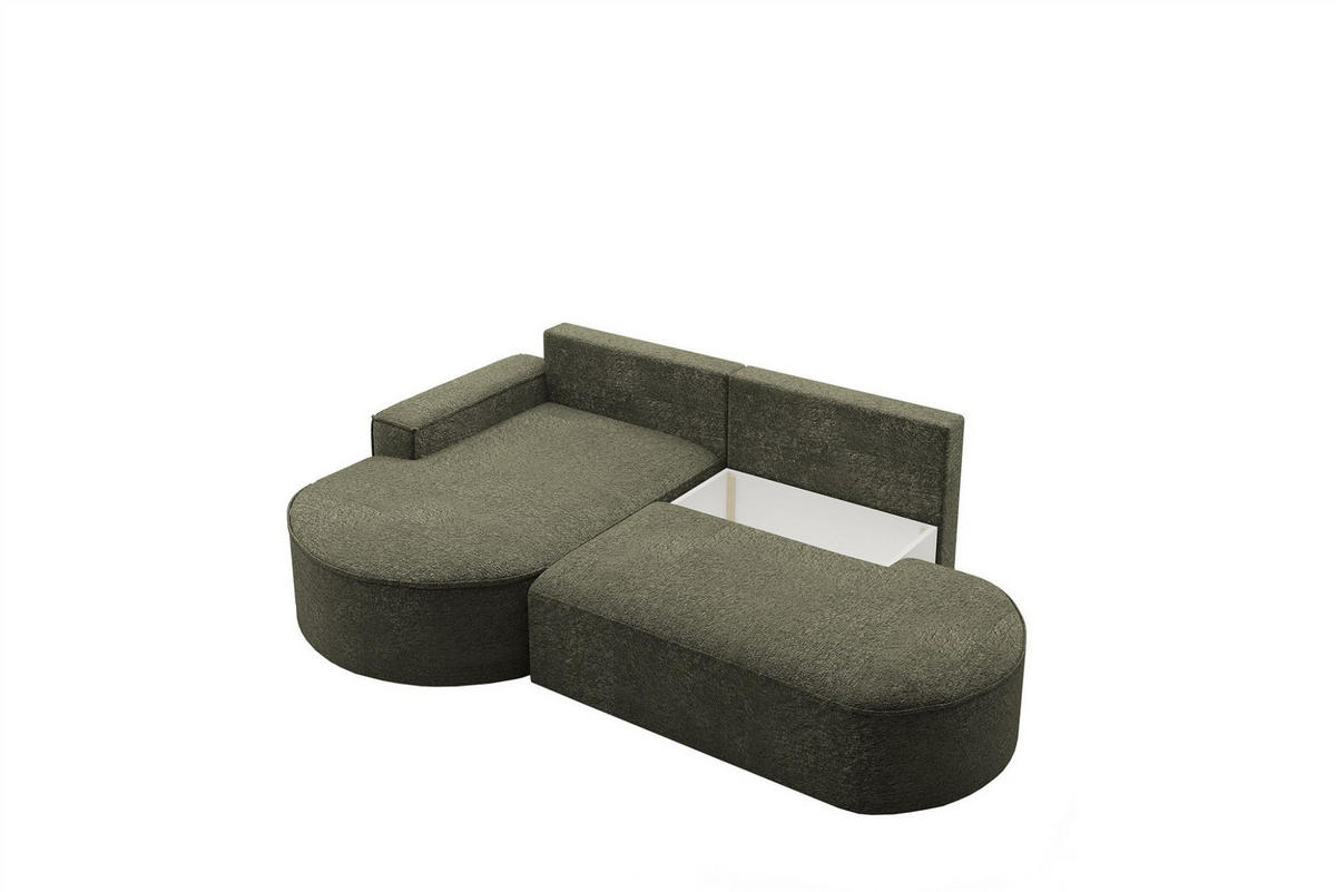 ECKSOFA Girona Mit Schlaffunktion - Grün, Holzwerkstoff/Textil (278/179cm) - Fun Möbel