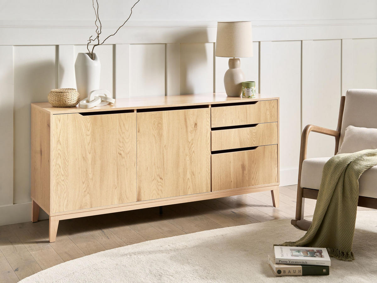 SIDEBOARD se 2 dveřmi Světle hnědý Moncton - světle hnědá, kompozitní dřevo (160/75/45cm) - Beliani