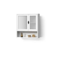KOPALNIŠKA OMARICA Z OGLEDALOM Mincio, Bela, 56 x 58 cm z 2 vrati - bela, leseni material (56/58/13cm) - Livinity®