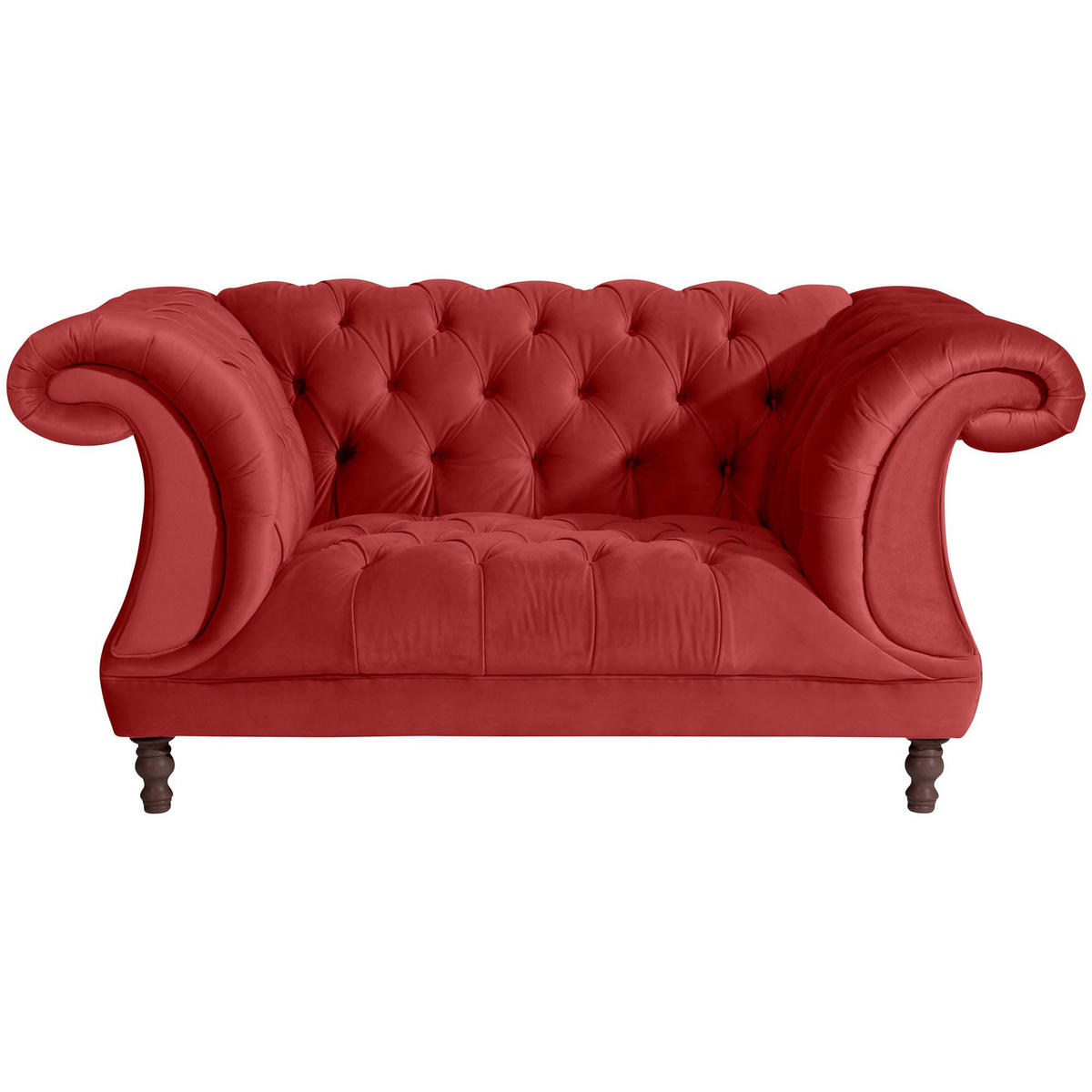 CHESTERFIELD Sessel Kaylin Samtvelours ziegel - Dunkelrot, Kunststoff (100/80/167cm) - 58aufmkessel