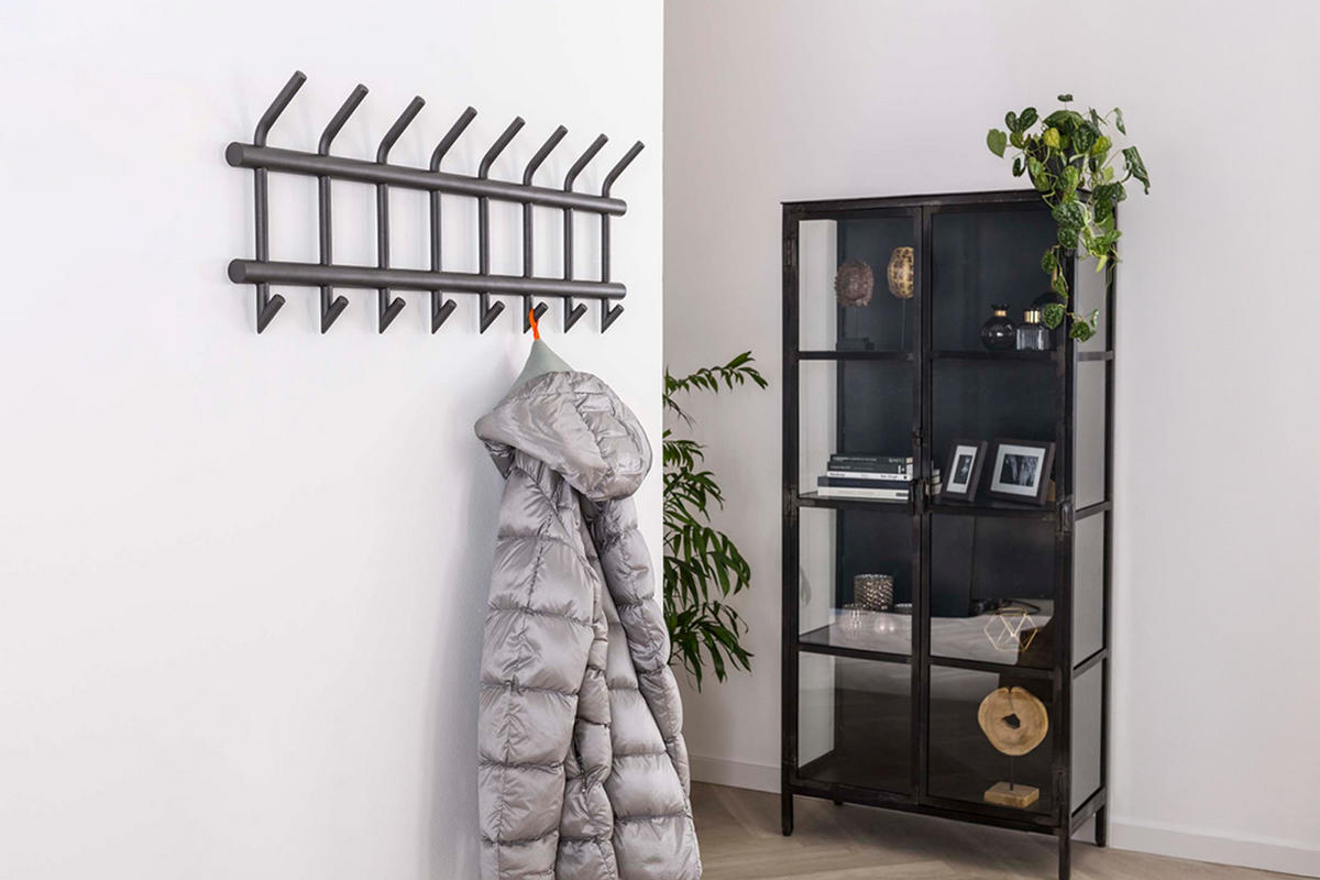 GARDEROBE FABIA Grau Metall - Grau, Metall (90/34/10cm) - KAWOLA