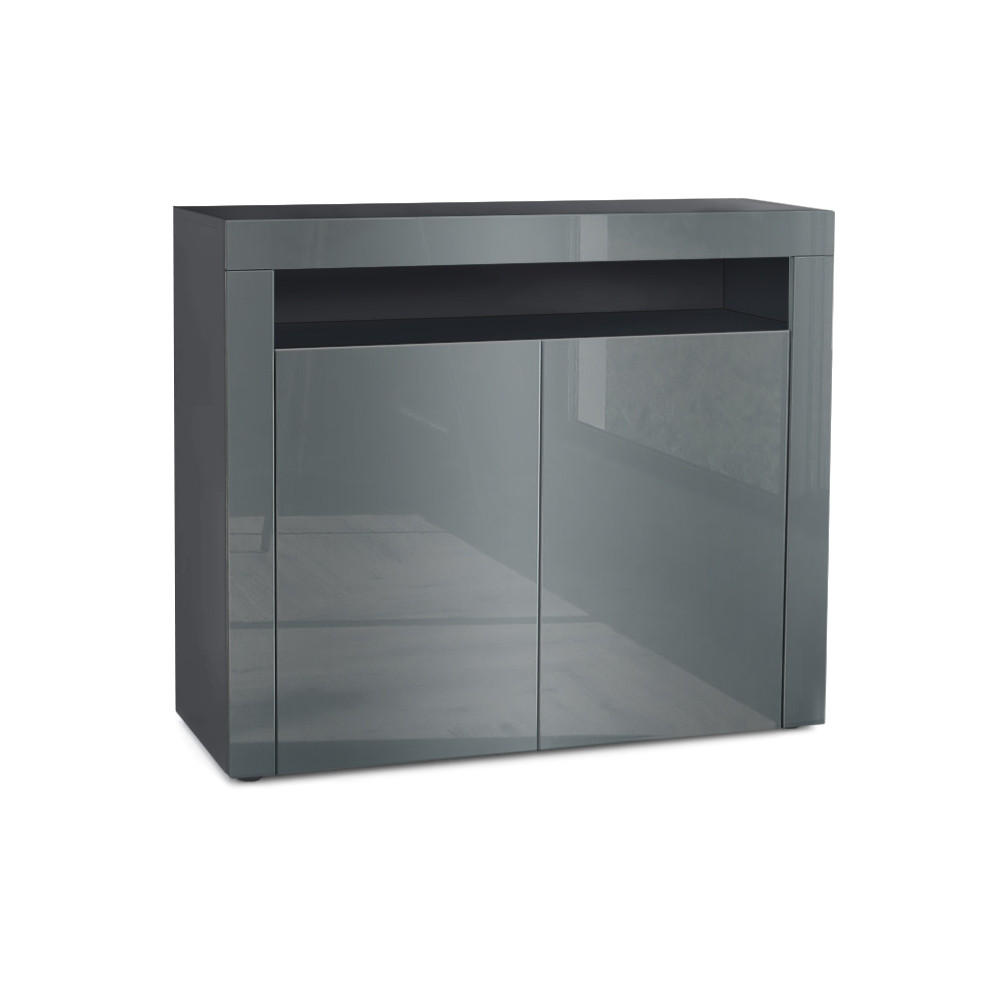 KOMMODE Valencia Grau Hochglanz / Grau Hochglanz - Grau, Holzwerkstoff (108/92/40cm) - Vladon