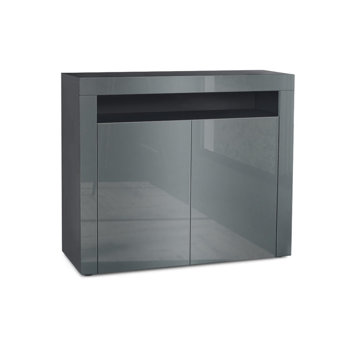 KOMMODE Valencia Grau Hochglanz / Grau Hochglanz - Grau, Holzwerkstoff (108/92/40cm) - Vladon