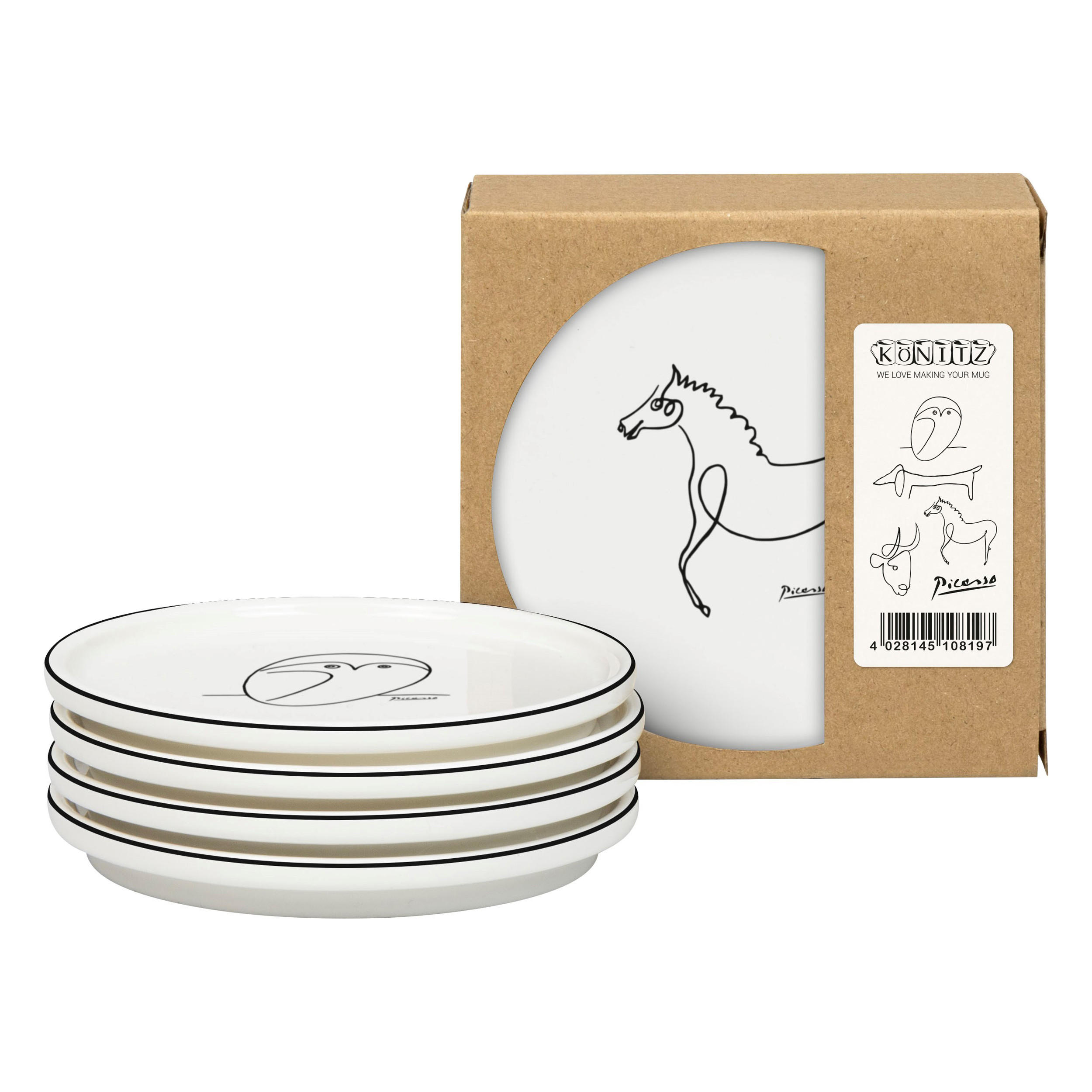 TELLER 4er Set Picasso - Naturfarben, Keramik (9.9/9.9/1cm) - Könitz