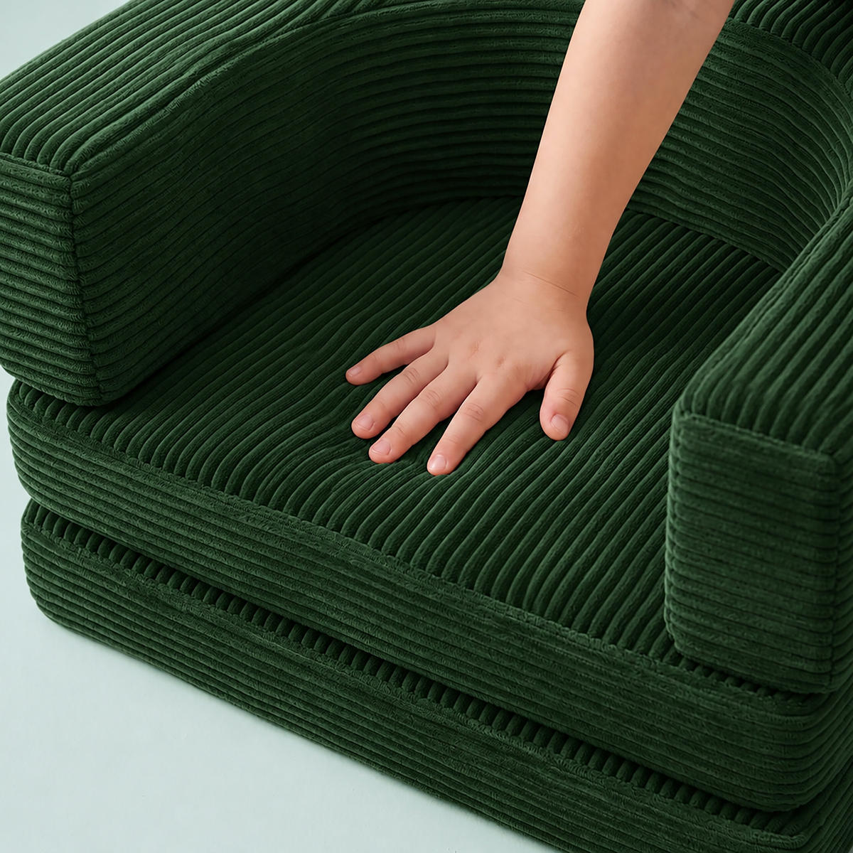 KINDERSOFA Grün modular - Dunkelgrün, Kunststoff/Textil (108/32/50cm) - Relaxdays