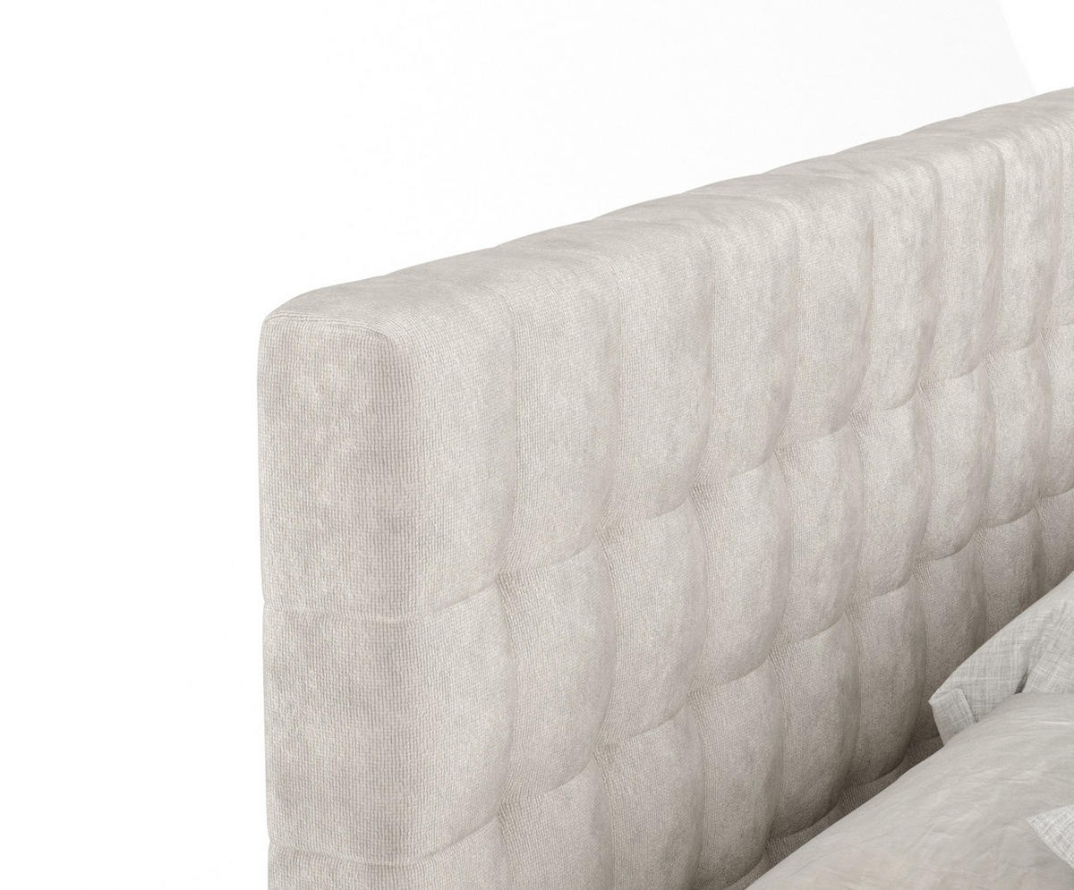 BOXSPRINGBETT Sorrento Ecru 160/200 cm mit Latex-Topper - Ecru/Silberfarben, Holz/Holzwerkstoff (160/200cm) - Maison de Reve