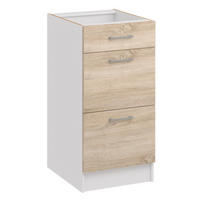 KÜCHENUNTERSCHRANK D40 3SZ licht sonoma - Sonoma Eiche, Holzwerkstoff (40/82/44cm) - roe furniture
