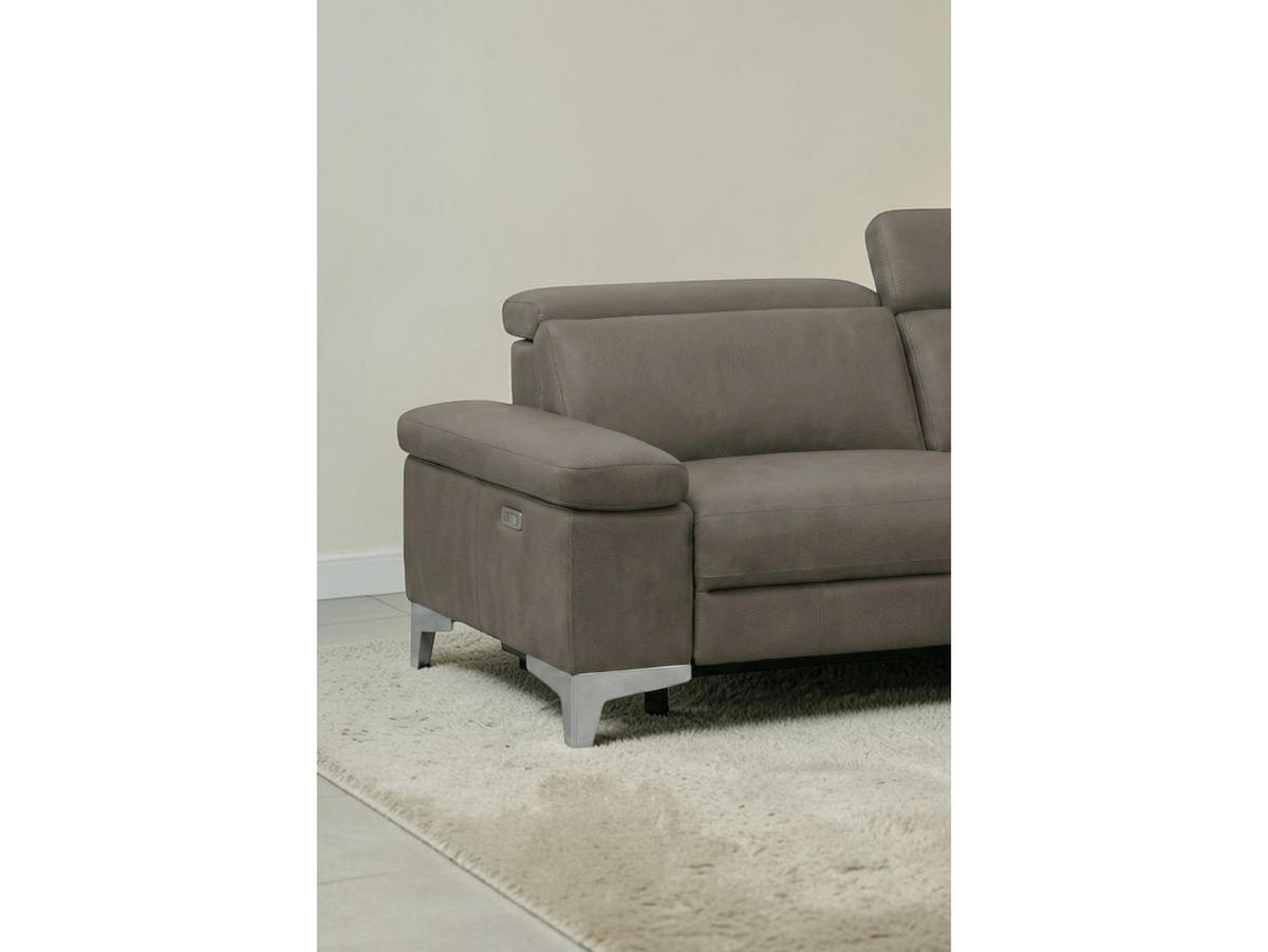 3-SITZER Sofa Talisman Echtleder Greige - Greige, Leder/Metall (216/80/100cm)