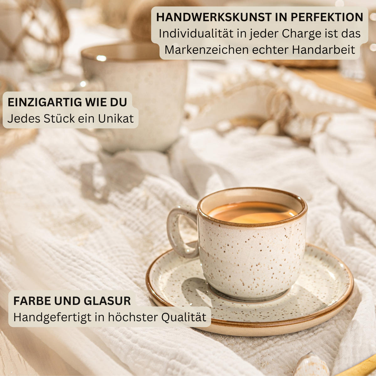 ESPRESSOTASSEN SET RIO CREME - 12 teilig aus Steingut - Creme, Keramik (0.08L) - Sänger