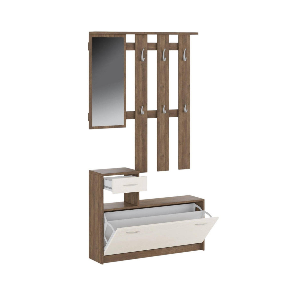 GARDEROBE Holz-Effekt Weiße Eiche 25x100h180 - Alteiche/Weiß, Holzwerkstoff (100/190/26cm) - DMORA