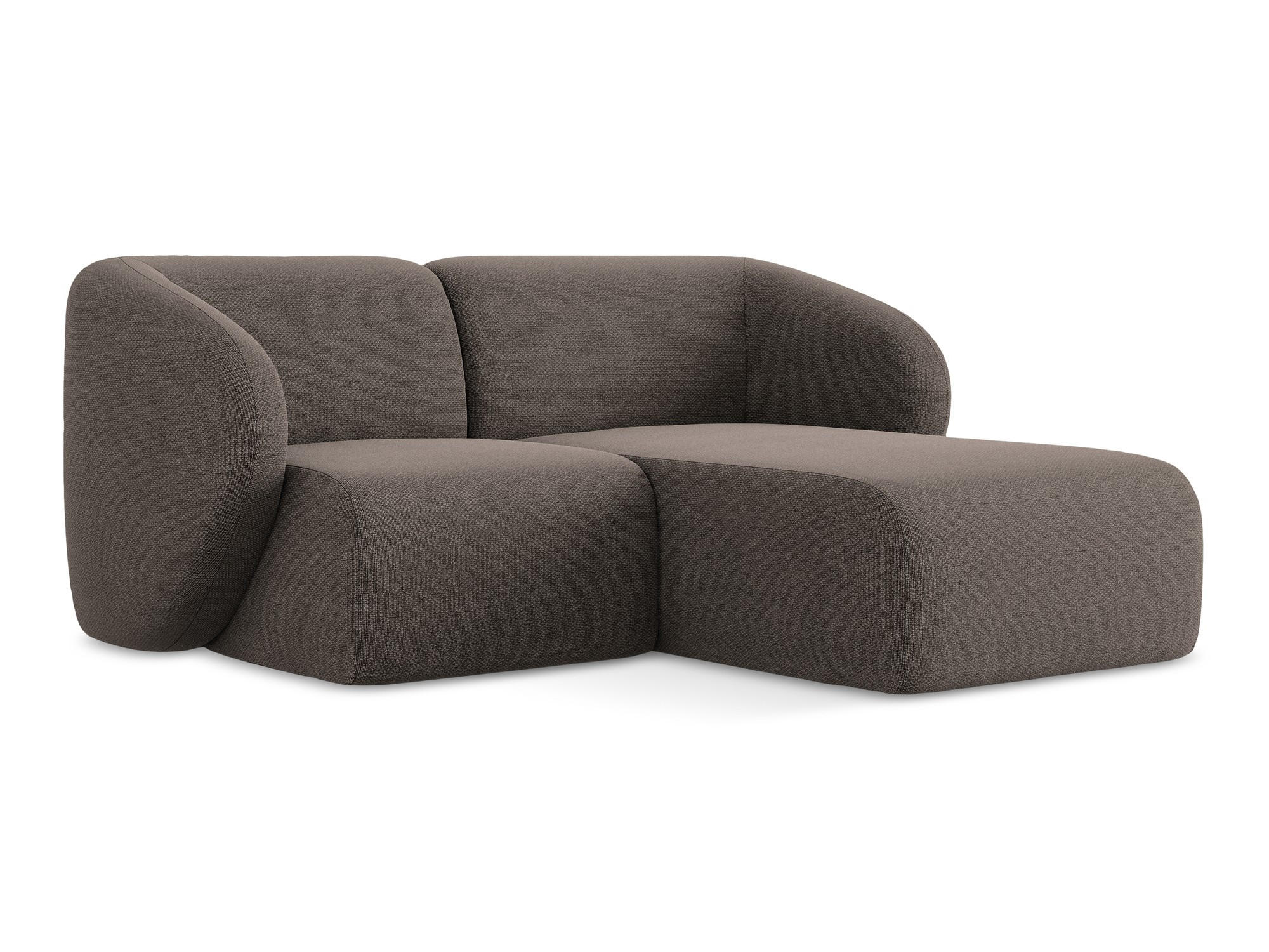 ECKSOFA Rechts Bouclé Stoff Braun - Schwarz/Mokka, Holzwerkstoff/Kunststoff (178/166cm) - Makamii