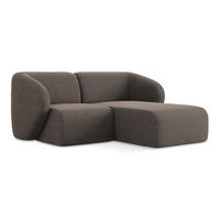 ECKSOFA Rechts Bouclé Stoff Braun - Schwarz/Mokka, Holzwerkstoff/Kunststoff (178/166cm) - Makamii