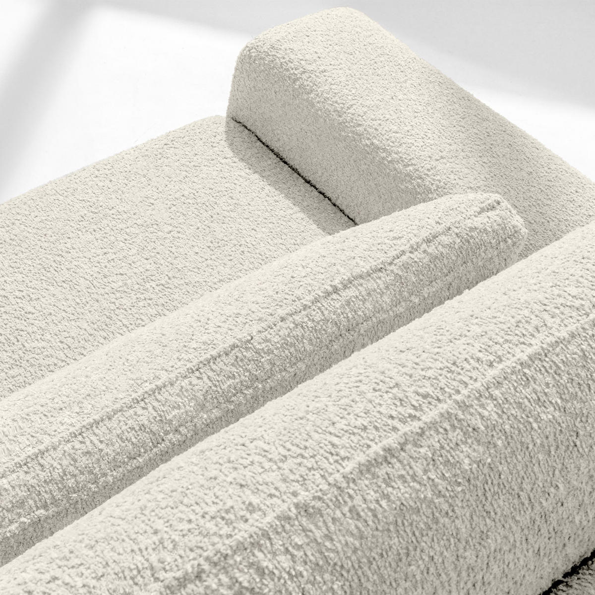 3-SITZER SCHLAFSOFA MOLLIS, Bouclé, Weiß - Weiß, Holz/Holzwerkstoff (250/93/108cm) - KONSIMO®