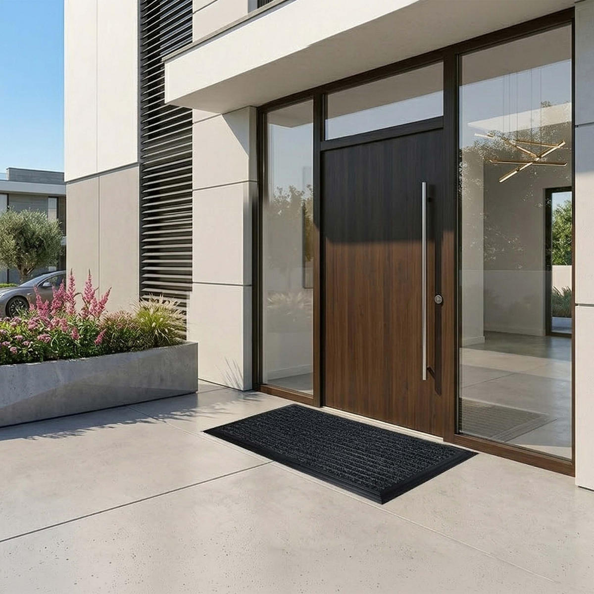 ROHOŽ - čierna, kov/textil (80/50cm) - Relaxdays